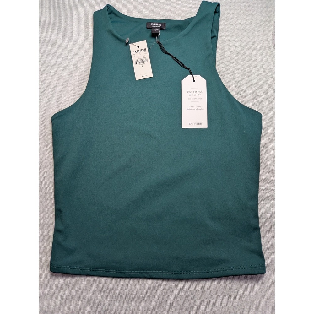 Express Body Contour High Compression Tank Top Teal Green Small NWT